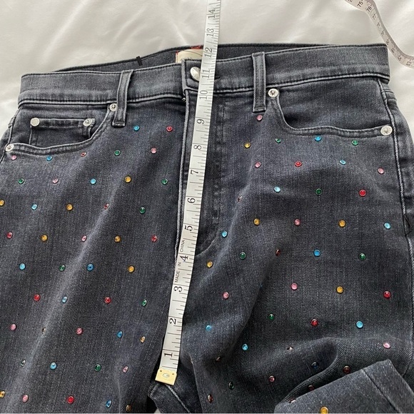 Alice + Olivia Skinny Leg Black Jeans Multicolor Crystals Print Mid-Rise size 28 - Picture 16 of 16